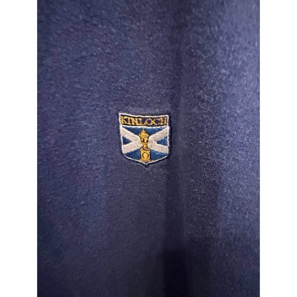 Peter Millar Men's XL Quarter Zip Pullover‎ Blue Cotton Kinloch Golf Club Crest